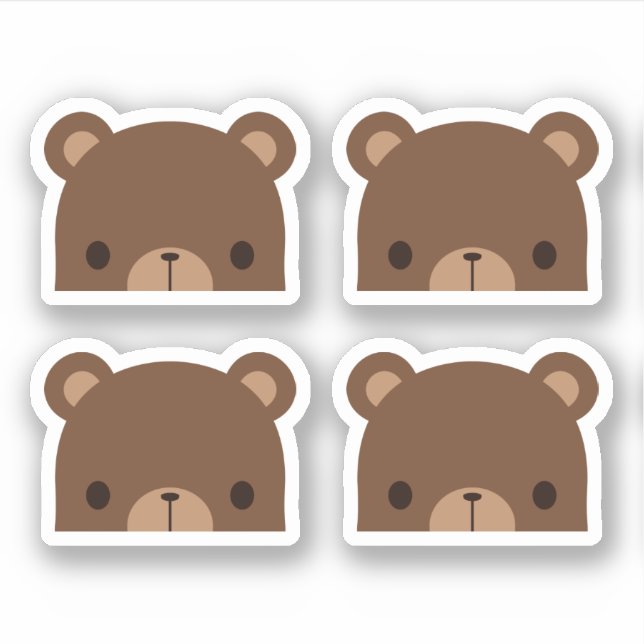 Cute Little Brown Bear Sticker (Front)
