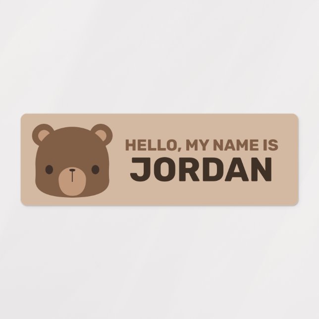 Cute Little Brown Bear with Personalised Name (Design 1)