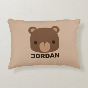 Cute Little Brown Bear with Personalised Name Acce Decorative Cushion