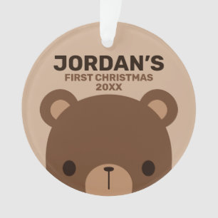 Cute Little Brown Bear with Personalised Name Cera Ornament