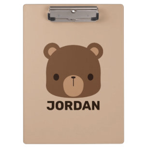 Cute Little Brown Bear with Personalised Name Clipboard