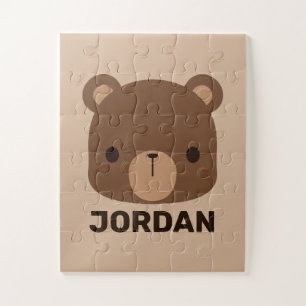 Cute Little Brown Bear with Personalised Name Jigsaw Puzzle