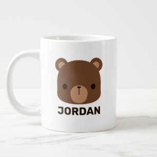 Cute Little Brown Bear with Personalised Name Large Coffee Mug
