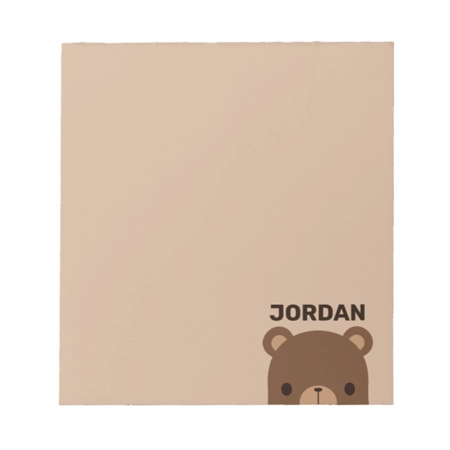 Cute Little Brown Bear with Personalised Name Note (Front)