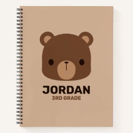 Cute Little Brown Bear with Personalised Name Notebook