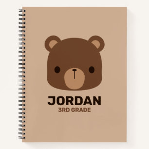 Cute Little Brown Bear with Personalised Name Notebook