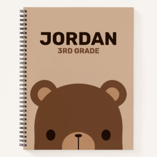 Cute Little Brown Bear with Personalised Name Notebook