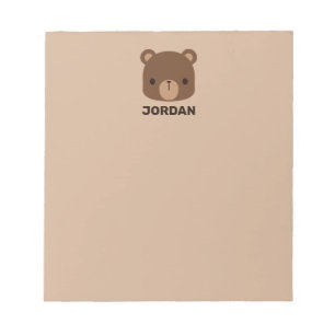 Cute Little Brown Bear with Personalised Name Notepad
