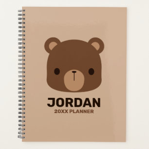 Cute Little Brown Bear with Personalised Name Planner