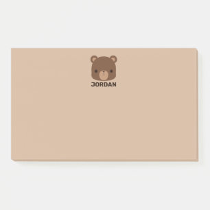 Cute Little Brown Bear with Personalised Name Post Post-it Notes