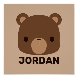 Cute Little Brown Bear with Personalised Name Poster