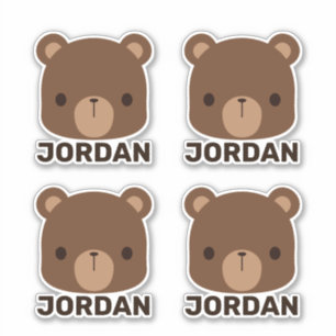 Cute Little Brown Bear with Personalised Name Stic
