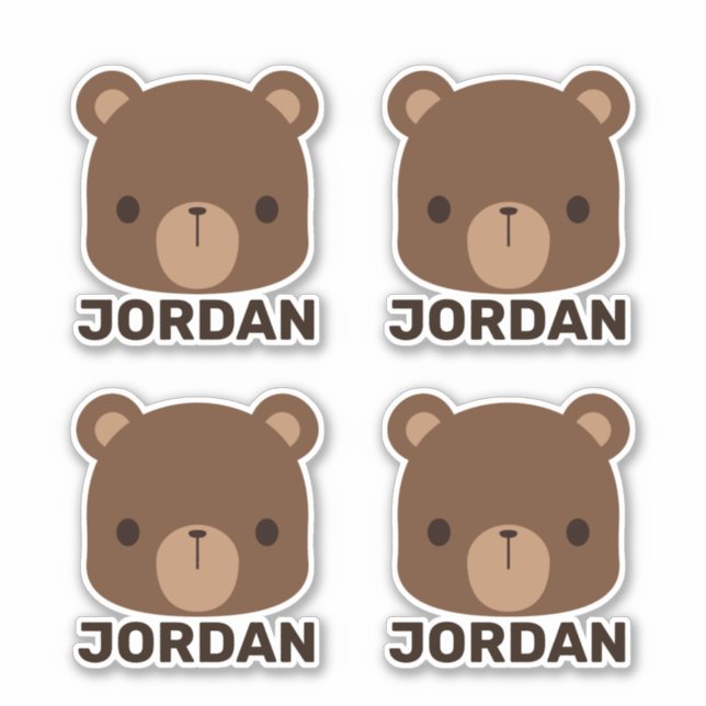 Cute Little Brown Bear with Personalised Name Stic (Front)