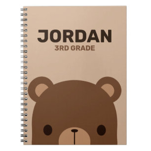 Cute Little Brown Bear with Personalized Name Notebook
