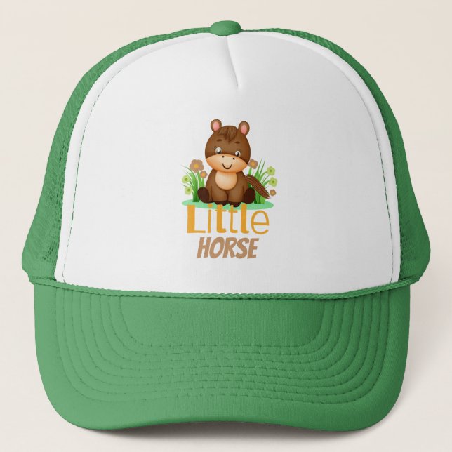 Cute little brown horse trucker hat (Front)