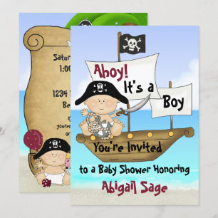 Cute Little Buccaneer Pirate Baby Shower Invitation