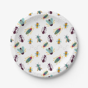 cute little bugs insects paper plate