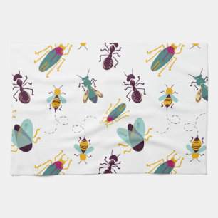 cute little bugs insects tea towel