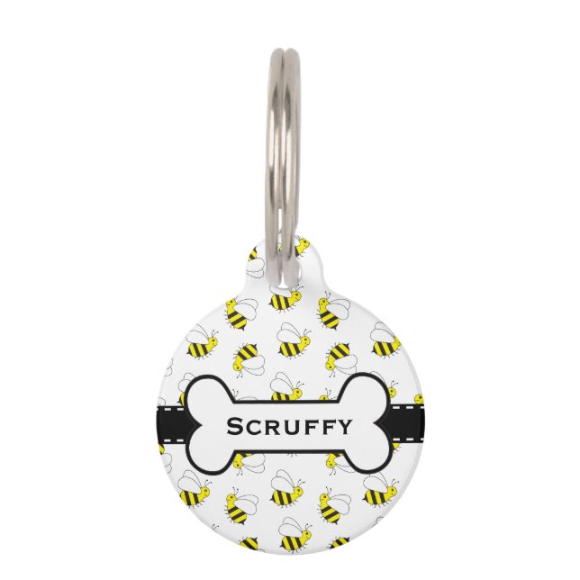 Cute Little Bumble Bee Pattern Pet Tag (Front)
