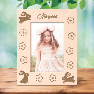 Cute Little Bunnies and Flowers 5x7 Etched Frames