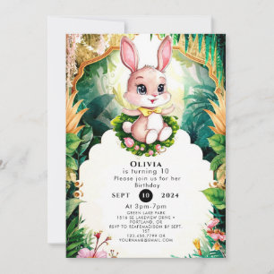 Cute Little Bunny Birthday Invitation