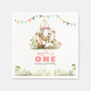 Cute Little Bunny Birthday Napkin