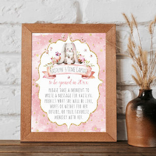 Cute Little Bunny Birthday Party Time Capsule Game Poster