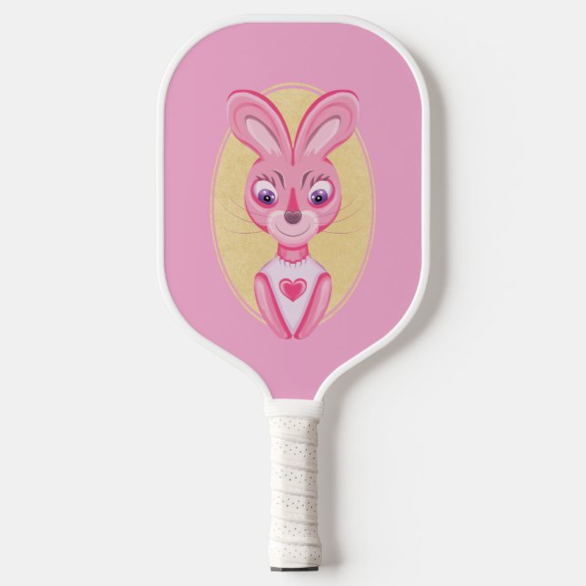 Cute little bunny girl cartoon  pickleball paddle (Front)