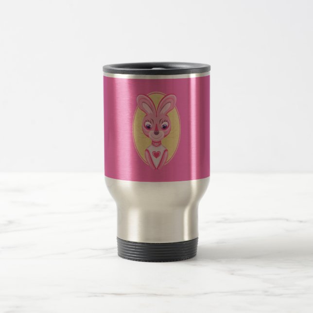 Cute little bunny girl cartoon  travel mug (Center)