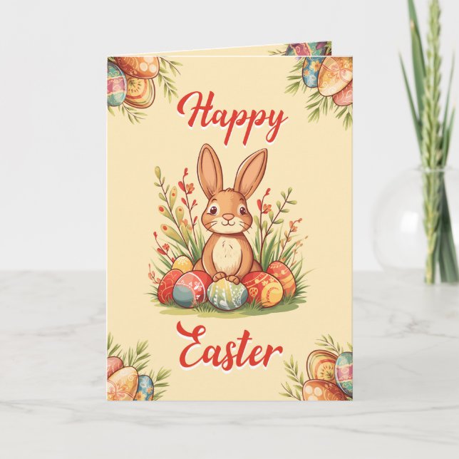 Cute Little Bunny Happy Easter Holiday Card (Front)