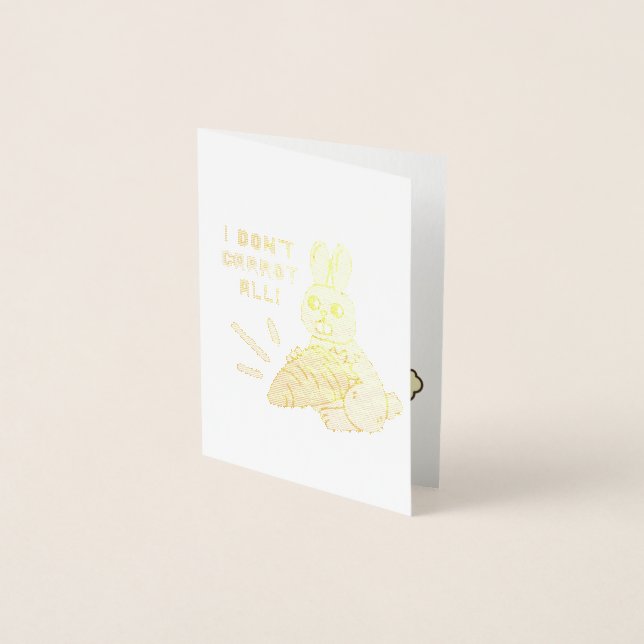 Cute Little Bunny Holding Its Carrot Foil Card (Front)