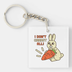 Cute Little Bunny Holding Its Carrot Key Ring