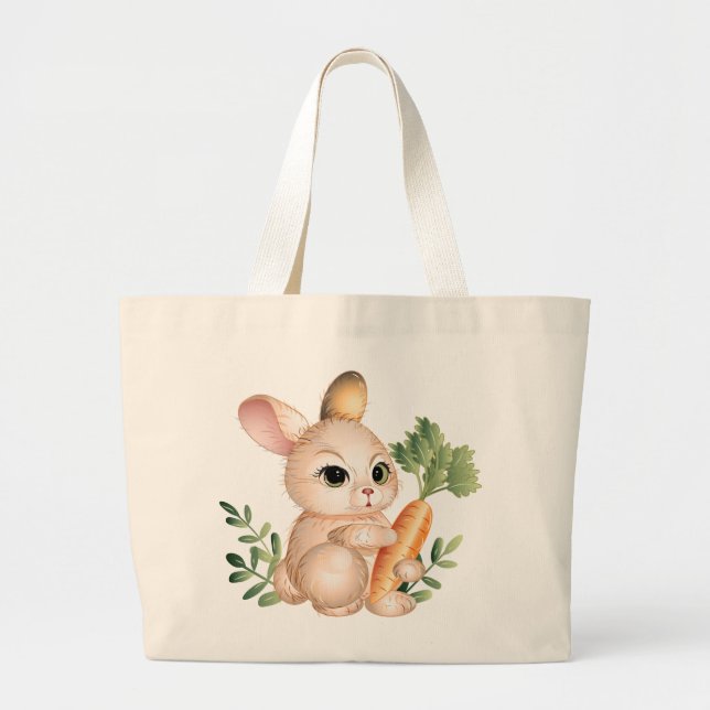 Cute Little Bunny Large Tote Bag (Front)