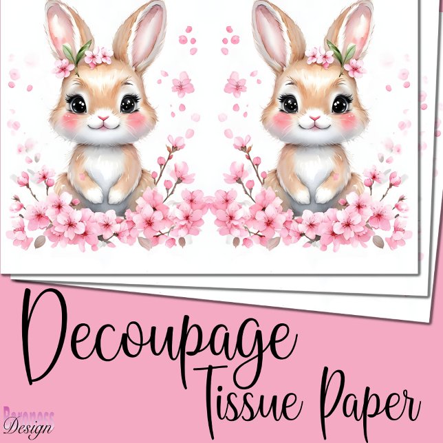 Cute little bunny pink blossoms tissue paper (Creator Uploaded)