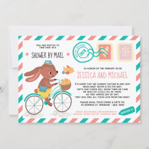 Cute Little Bunny Postman   Baby Shower By Mail Invitation
