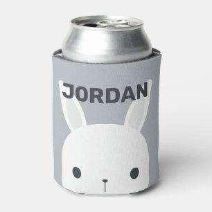 Cute Little Bunny Rabbit with Personalised Name Can Cooler