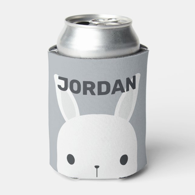Cute Little Bunny Rabbit with Personalised Name Can Cooler (Can Front)