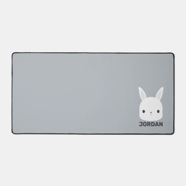 Cute Little Bunny Rabbit with Personalised Name Desk Mat (Front)