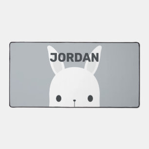 Cute Little Bunny Rabbit with Personalised Name Desk Mat