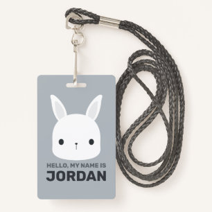 Cute Little Bunny Rabbit with Personalised Name ID Badge