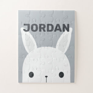Cute Little Bunny Rabbit with Personalised Name Jigsaw Puzzle