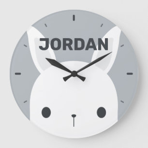 Cute Little Bunny Rabbit with Personalised Name Large Clock