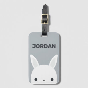 Cute Little Bunny Rabbit with Personalised Name Luggage Tag