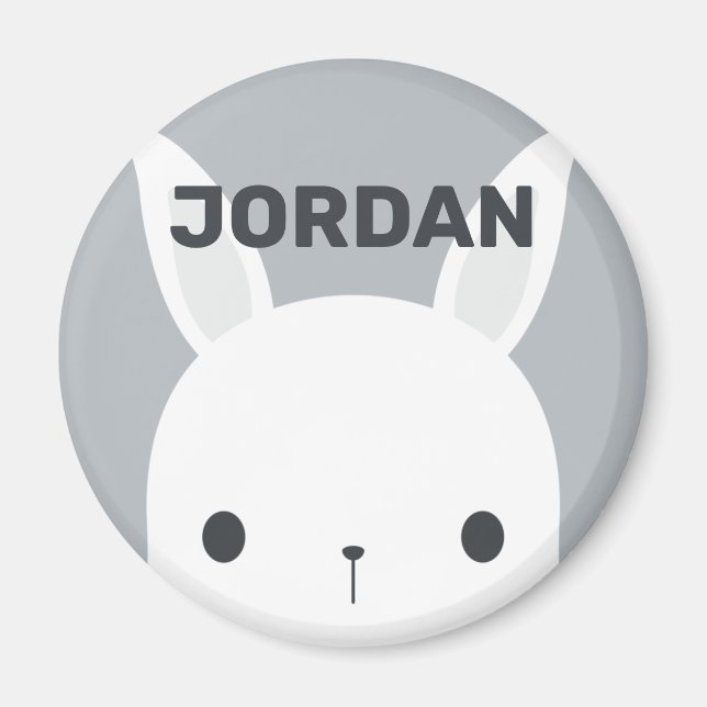 Cute Little Bunny Rabbit with Personalised Name Magnet (Front)