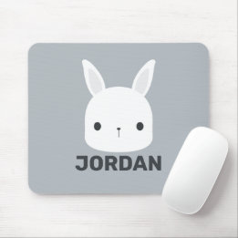Cute Little Bunny Rabbit with Personalised Name Mouse Mat