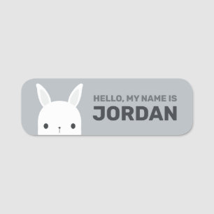 Cute Little Bunny Rabbit with Personalised Name Name Tag