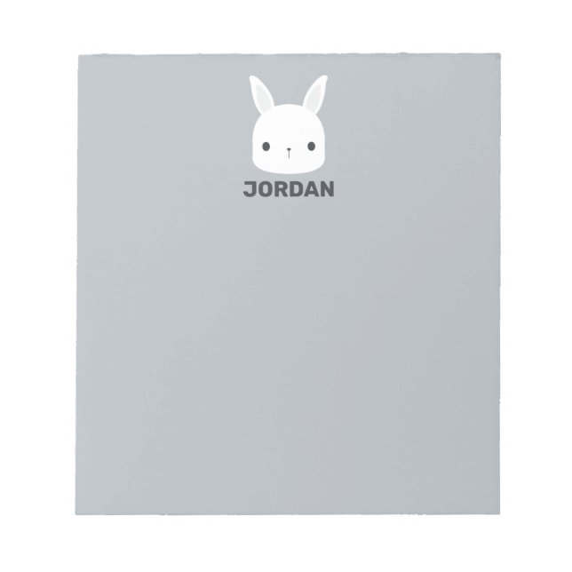 Cute Little Bunny Rabbit with Personalised Name Notepad (Front)