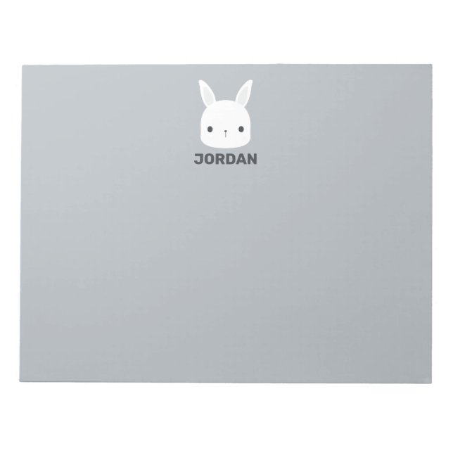 Cute Little Bunny Rabbit with Personalised Name Notepad (Front)
