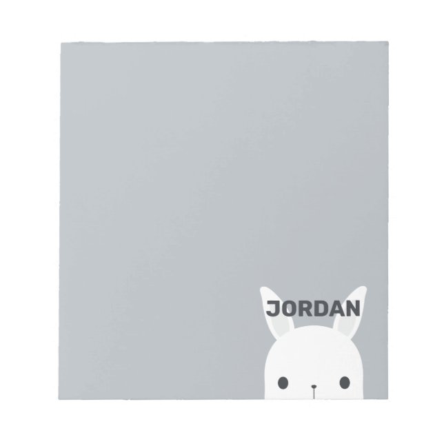 Cute Little Bunny Rabbit with Personalised Name Notepad (Front)