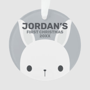 Cute Little Bunny Rabbit with Personalised Name Ornament